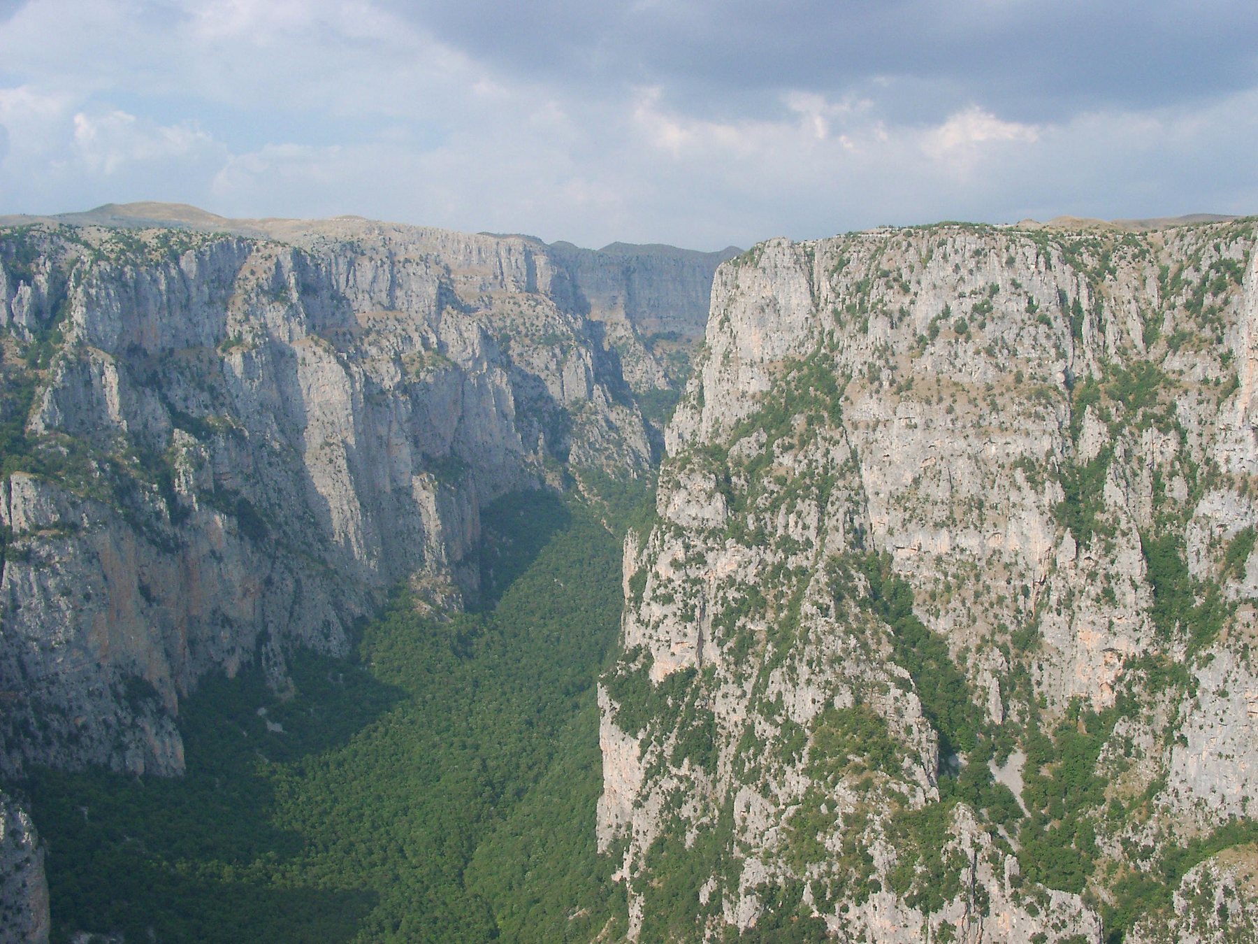 The Vikos gorge with its vertical limestone walls, from the balcony near Monodendri