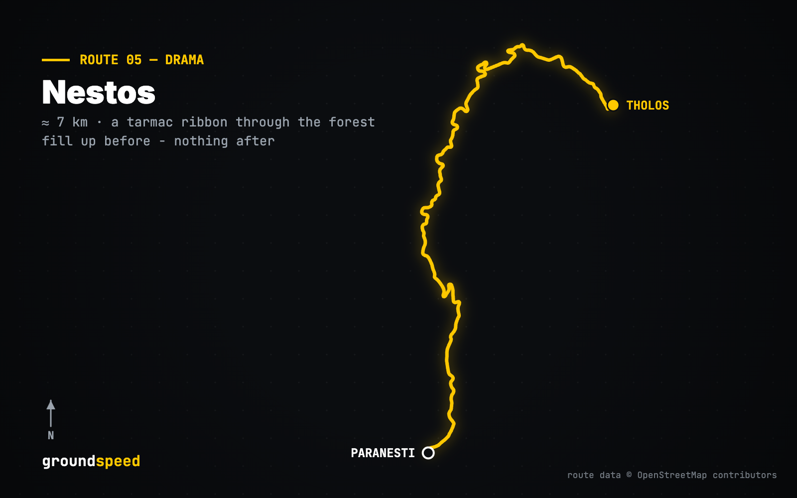 Route map Paranesti - Tholos